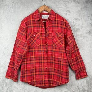 Northwest Territory Flannel Shacket Mens L Red Buffalo Plaid Barn Chore VTG 90s
